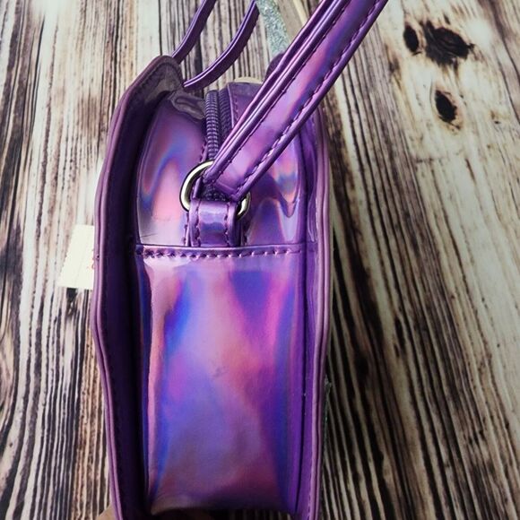 Cat & Jack Purple Unicorn colors Silver glitter Cupcake Crossbody Bag NEW NWT - Picture 6 of 7